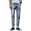 Spring And Summer Ripped Jeans Elastic Small Leg Straight Leg Pants Youth