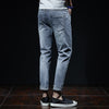 Spring And Summer Ripped Jeans Elastic Small Leg Straight Leg Pants Youth