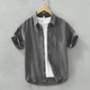 Comfortable Breathable Cotton And Linen Lapel Short Sleeve Shirt